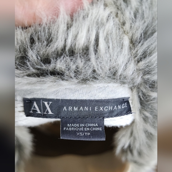 Armani Exchange Gray Faux Fur Collar Cardigan - Picture 5 of 6